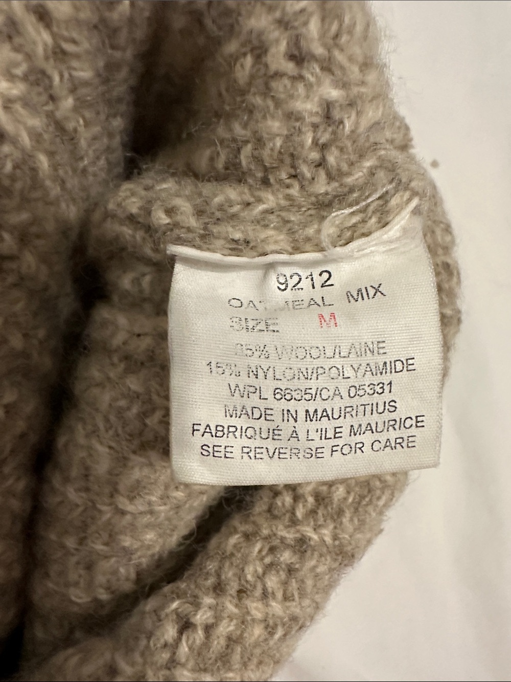 Woolrich Neutral Ribbed Wool Pullover with Single Button V-Notch - Picture 7 of 7